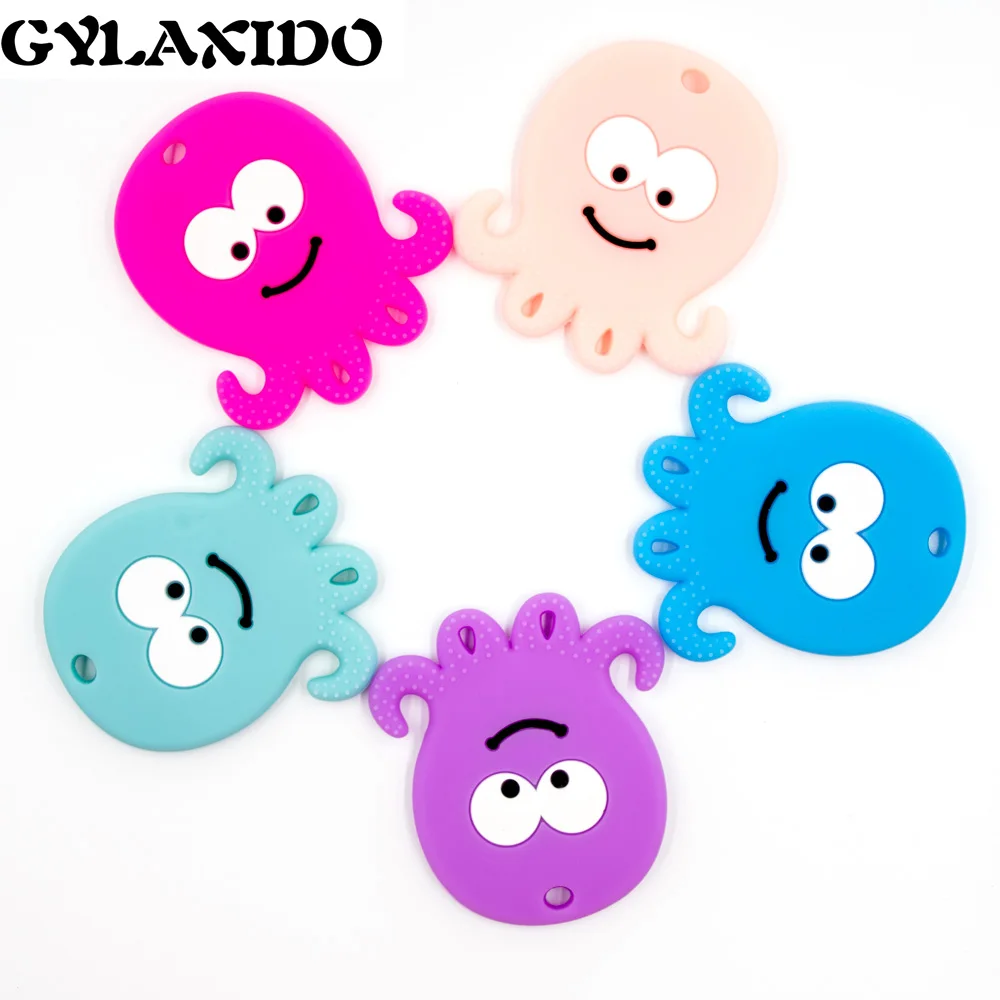 

1PC Silicone Teether Cartoon Octopus Chewable Pendant For Pacifier Nursing Necklace Pacifier BPA Free Baby Teether DIY for bead