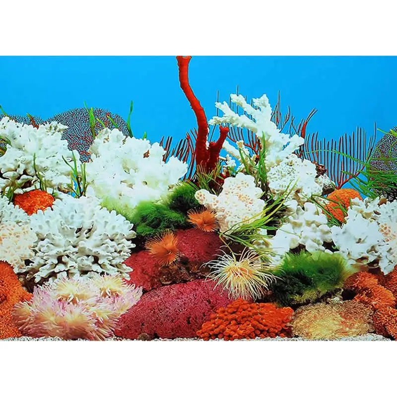 9029/9059 19," х 48" двусторонняя аквариум украшения белый коралл/зеленый ёлки задний фон для аквариума картина плакат
