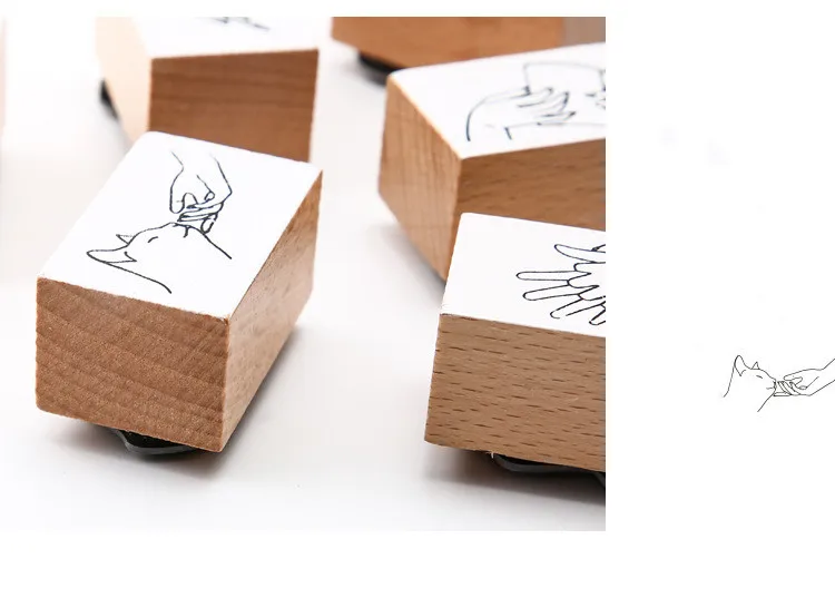 15 стилей ретро деревянные штампы игрушки остальная соль простая девушка жесты персонажа ручная роспись коллаж материал