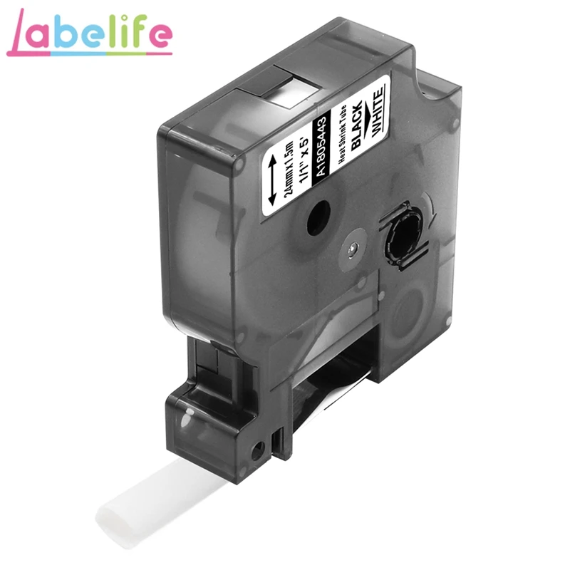 Labelife 1805443 24 мм compa для DYMO термоусадочной трубки этикетки ленты черный на белом принтере ленточная маркировальная машина
