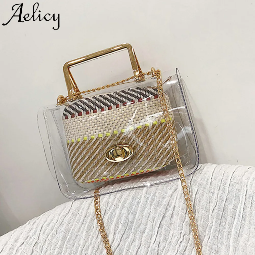 

Aelicy Fashion Women Summer New Transparent Package Wild Handbag Crossbody Shoulder Bag Versatile Portable Multi-purpose Lady
