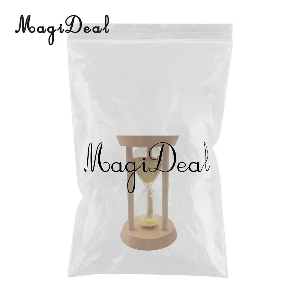 Round Shape Sand Glass Hourglass 15 Mins Oblique Wood Timer Kitchen Cooking Utensils Home Desk Bookshelf Decoration Yellow