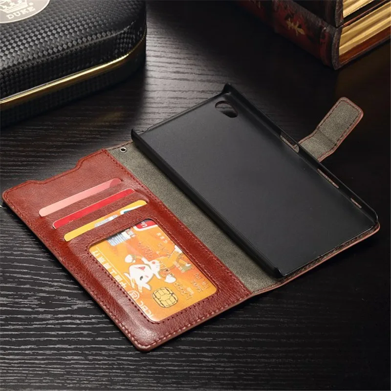 Luxury Soft Flip Leather back Cover Wallet Slim Phone Case For Sony Xperia Z3 Z4 Z5 Mini Compact E3 E4 M4 Aqua XA XP XZ X