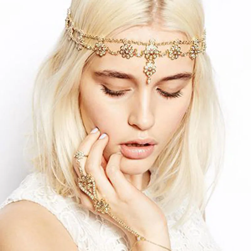 Buy Women Bridal Wedding Headband Hair Rhinestone Pearl Flower Drop Forehead