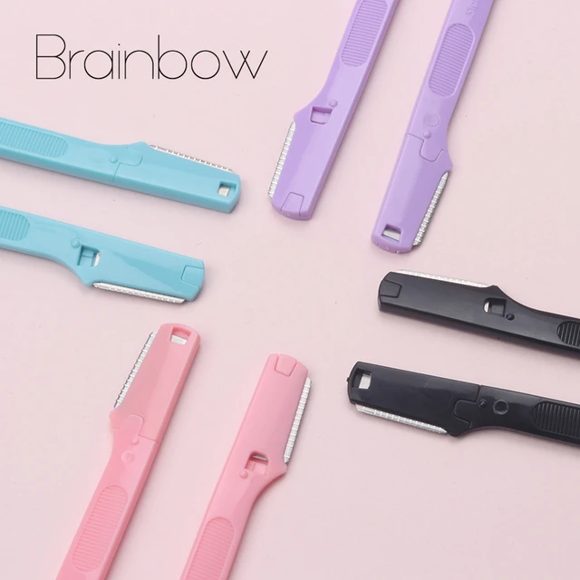 Brainbow 2pc/pack Colorful Eyebrow Trimmer Safe Makeup Knife Eyebrow