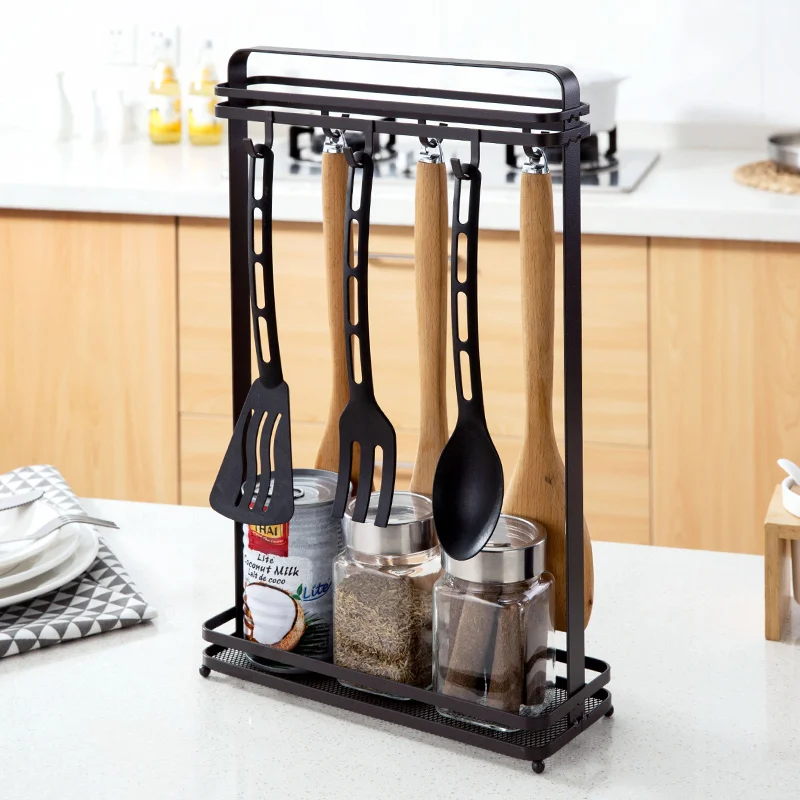 Iron kitchen racks drain racks Tableware Shelf Plate Cutlery Cup storage rack Spatula seasoning Kitchenware Shelf