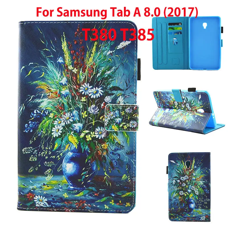 Модный чехол с принтом для samsung Galaxy Tab A 8,0 SM-T380 T385 8,0 дюймов, умный чехол, чехол для планшета из искусственной кожи, чехол+ пленка+ ручка - Цвет: K049