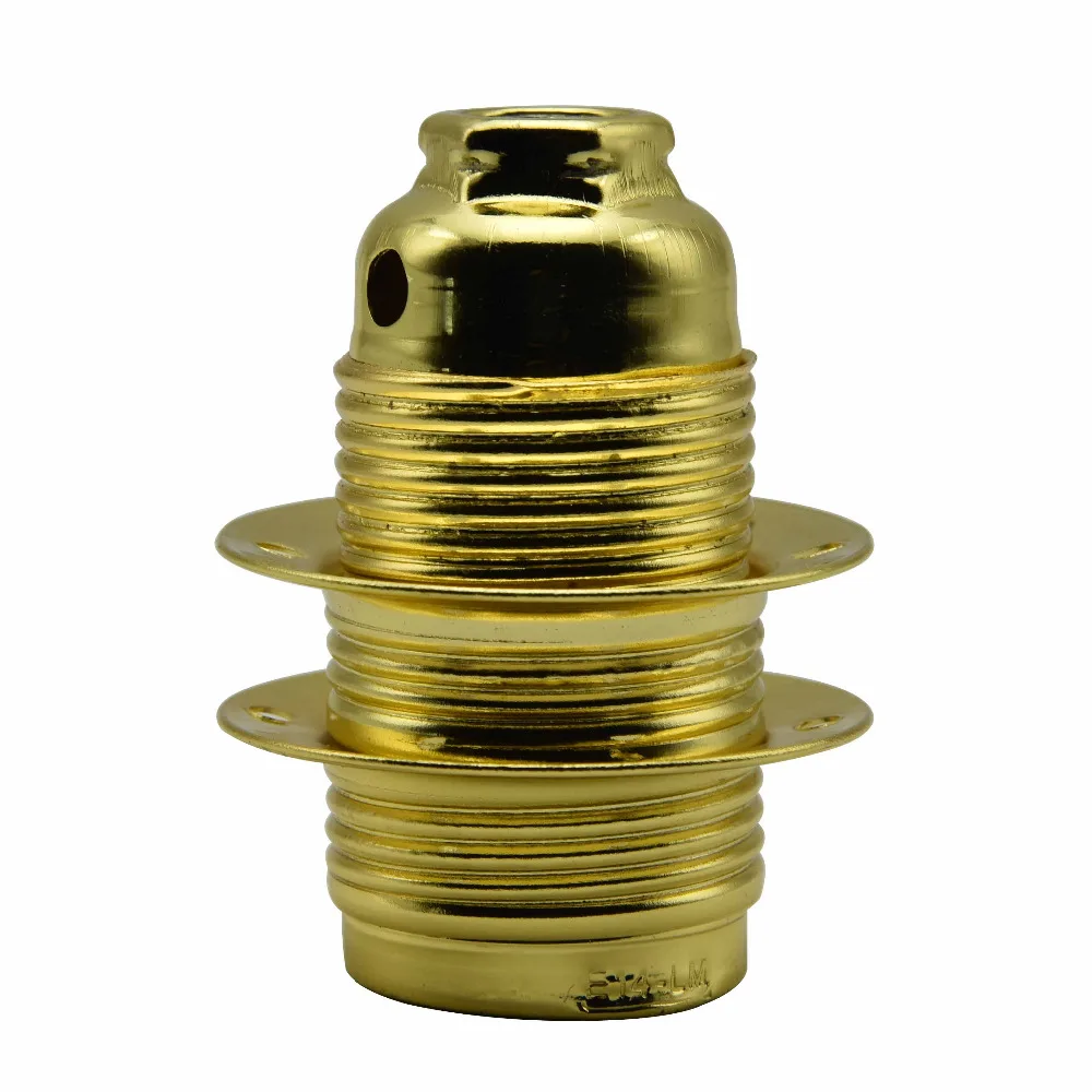 E14 Socket 4A 250V Vintage Screw Bulb Bases with 2 Rings Gold Lamp