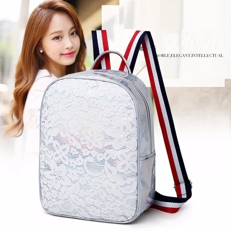 

New 2019 Fashion Lace Face Shiny Laser Leather Women Backpack Girls Schoolbags Casual Female Travel Bag Mochila Shoulder Bags