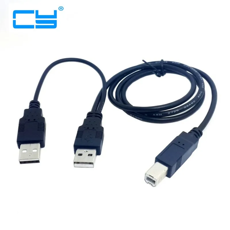 

100PCS/Dual USB 2.0 Male to Standard B Male Y Cable 80cm for Printer & Scanner & External Hard Disk Drive