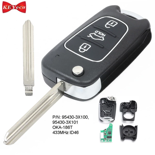 

KEYECU for Hyundai Elantra 2011 2012 2013 Modified Remote Control Car Key Fob 433MHz OKA-186T