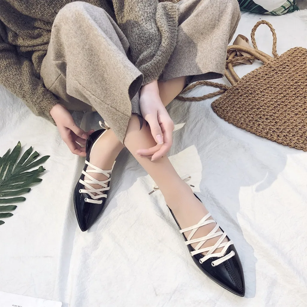 

Women's casual flat bottom new cross strap women's shoes comfortable soft casual shoes