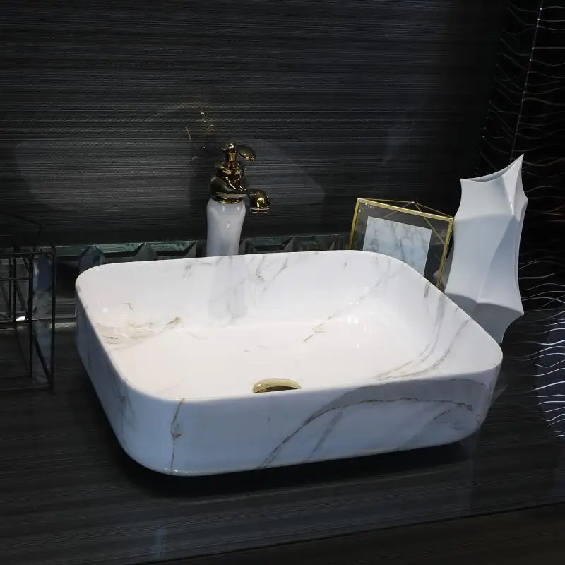Китай художественный Европа Стильный счетчик топ раковина для умывания фарфоровая раковины для ванной комнаты керамическая художественная роспись керамическая раковина для ванной комнаты - Цвет: design 9 only sink