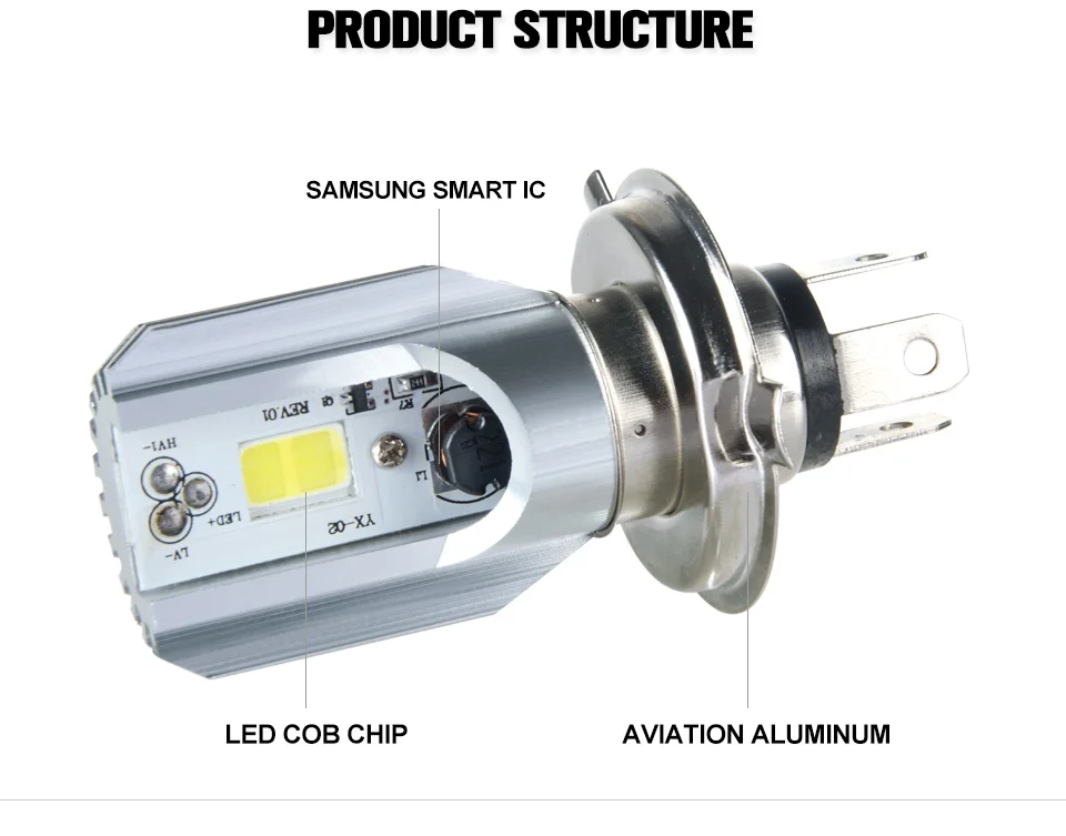 VooVoo Car Light BA20D  H4 LED HS1 COB Motorcycle Bike HiLo Headlight Lamp Bulb DC9-32V 6000K 8W Motorcycle Headlamp Bulbs   _01 (9)