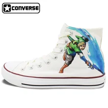 High Top Converse Chuck Taylor White Boys Girls Shoes The Legend Of Zelda Anime Design Hand Painted Sneakers Birthday Gifts