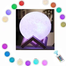 Прямая 3D принт луна лампа 16 цветов светодиодный ночник для украшения для дома на Рождество