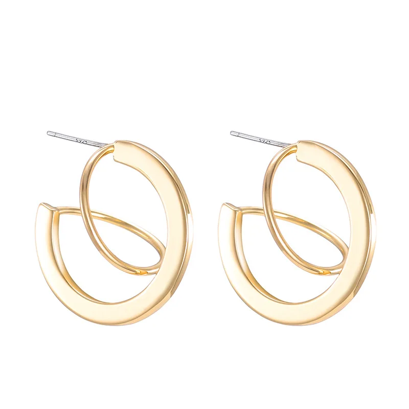 

C-shaped Earrings Silver Copper Irregular Stud Earrings Women Exaggerated Ear Jewelry Mother's Day Gift