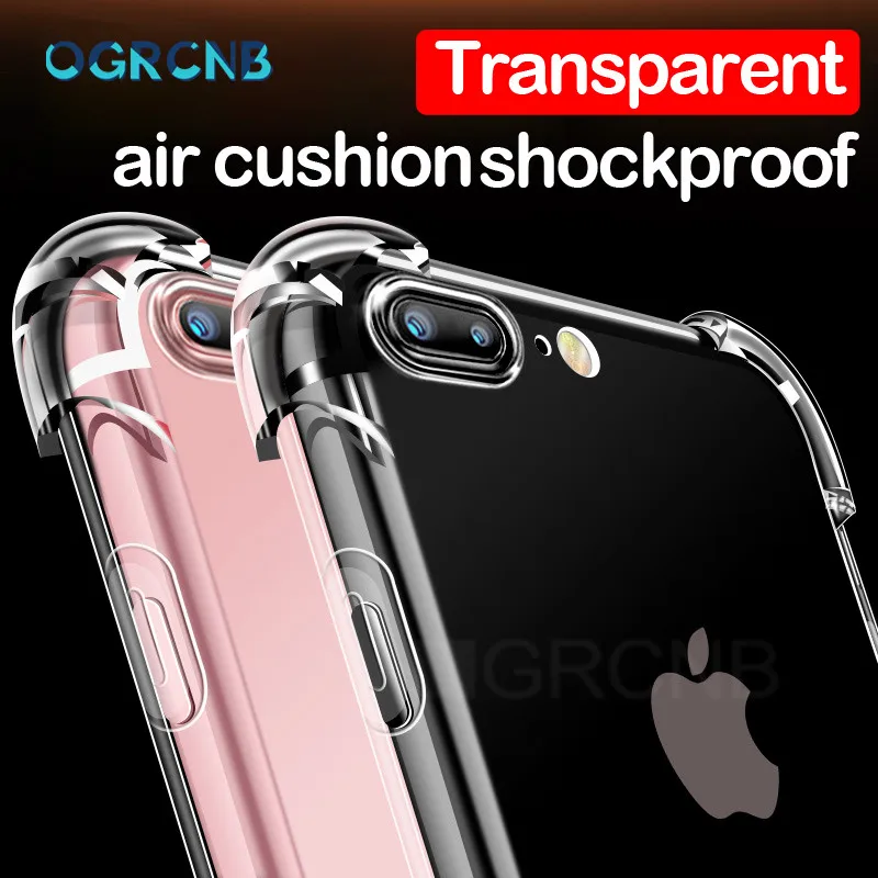 Противоударный чехол для телефона прозрачный мягкий Iphone X 6 6s 8 7 Plus 5 5S Se