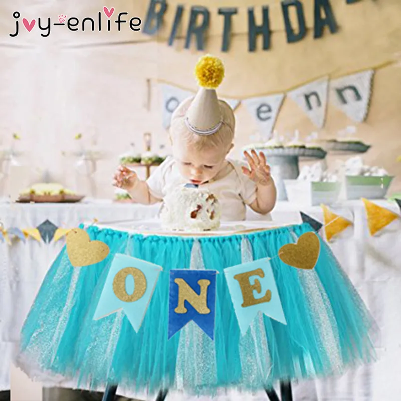 Joy-enlife первый день рождения ребенка синий розовый баннер стула один год 1 день рождения украшение мальчик девочка я один плюшевый товар