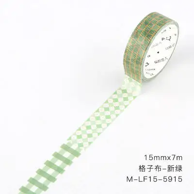 15mm wide color plaids checks grid control square grid collage washi tape DIY Planner diary scrapbooking masking tape escolar - Цвет: green checks