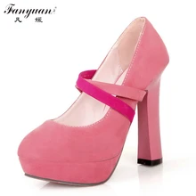 Große Größe 34-43 Mode Runde Kappe Dicken High Heels Plattform Pumpen schuhe Für Weibliche Sexy Bequem Schließen Toe dame High Heels Party