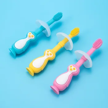 

1 PC Cartoon Safe Food Grade Silicone Kids Cute Penguin Teether Training Teething Tool Oral Care Toothbrush