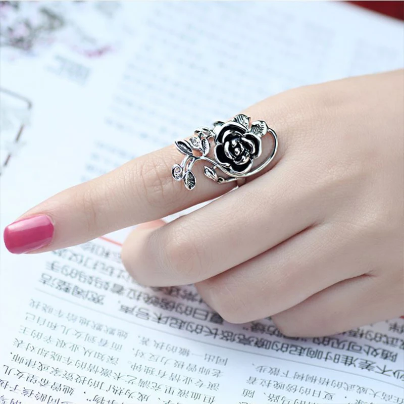 

Europe and America hot sale personality rose retro ring ladies fashion index finger jewelry wholesale and retail