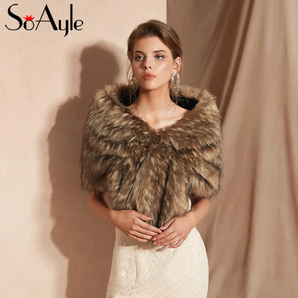 fur shawl over dress