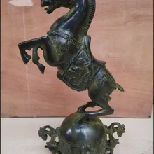 Античная бронза, скакалка лошади, украшение, антикварная технология с высоким около 23 см, украшения, старый рисунок коня, ручная работа, домашний декор