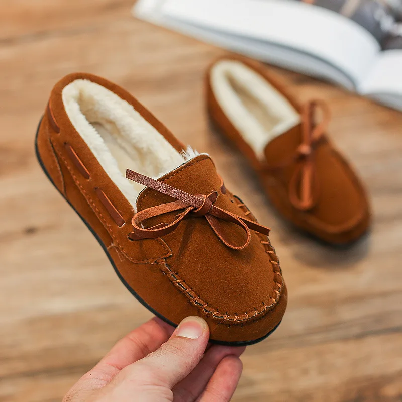

Kids Warm Cotton Shoes Flat Loafers Shoes Boys Girls Children Slip on Shallow Casual Shoes Non-slip for Children Teenagers