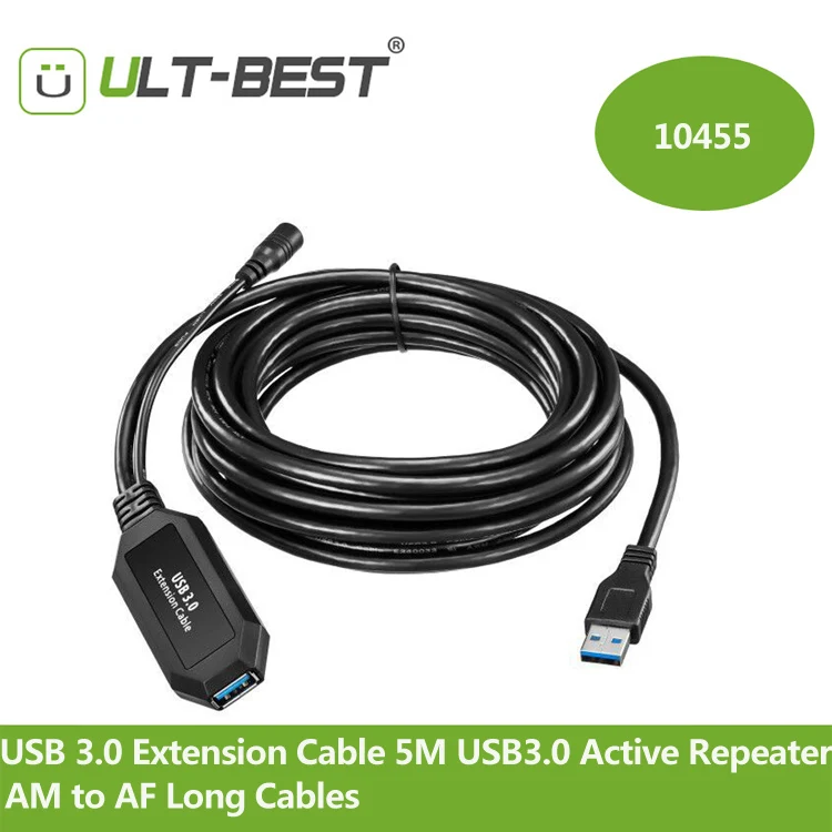 Ult-лучший USB 3,0 кабель-удлинитель 5 м USB3.0 Активный ретранслятор папа-мама длинные кабели с усилителем сигнала чипы DC-Jack