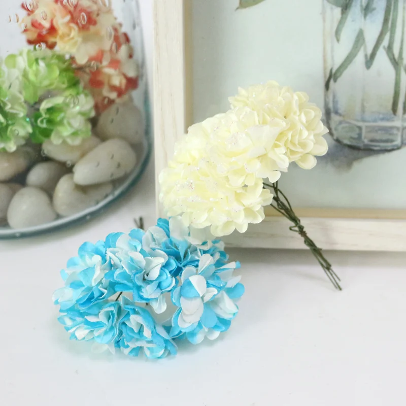 JAROWN Simulation Mini Carnation Paper Flower DIY Wedding Wreath Accessories Material Wedding Candy Box Decoration Fake Flowers (7)