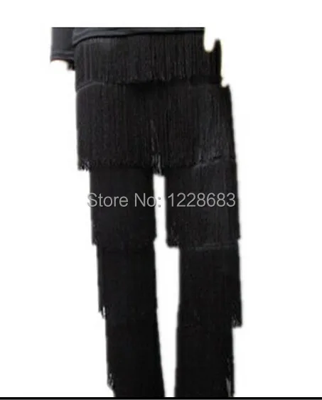 Dance Pants Black Red Purple Blue White Latin Dance Salsa Woman Pants Girls Tango Dance Costumes Fringe Clothes / Samba Pants