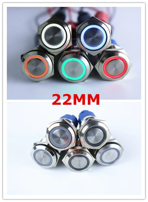 

1pcs 22mm anti vandal metal switch with led reset push button switch waterproof electrical switch 1NO+1NC 220V