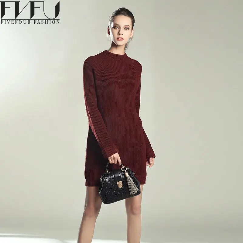 

Fashion 2017 Winter Autumn Dress Women Elegant Solid Color Long Sleeve Dresses Elegant Loose Casual Knitted Long Sweater Dress