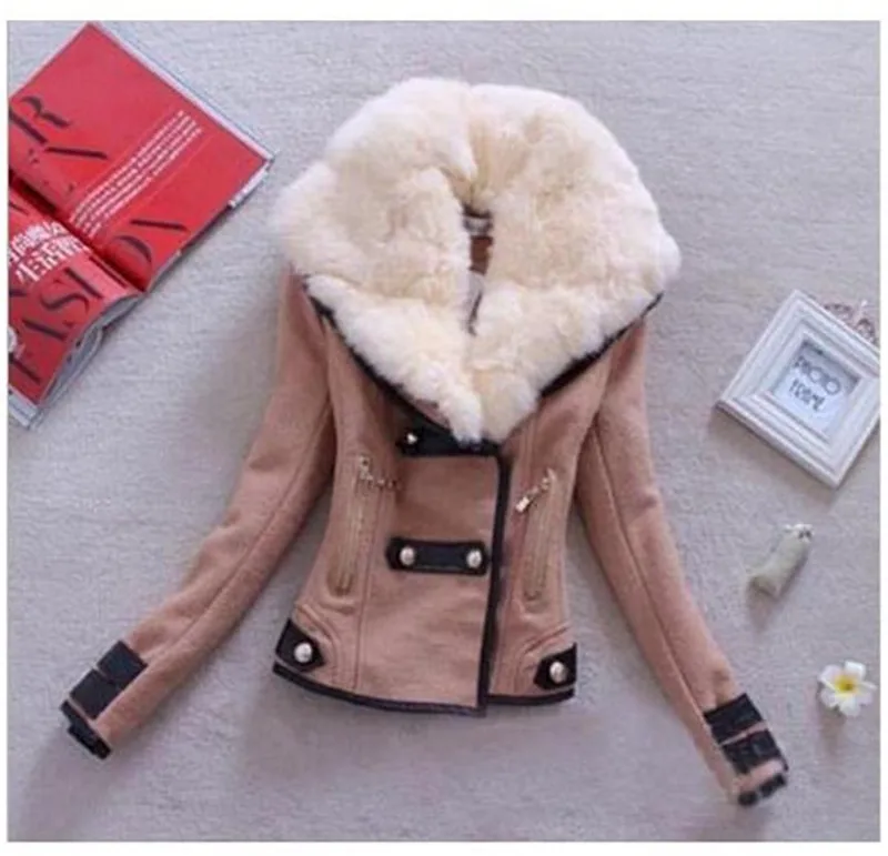 Горячая Распродажа, новая мода размера плюс S-XXL, на молнии, тонкое однотонное пальто, куртка для женщин, шерстяная повседневная куртка, зима-осень, B070 - Цвет: khaki