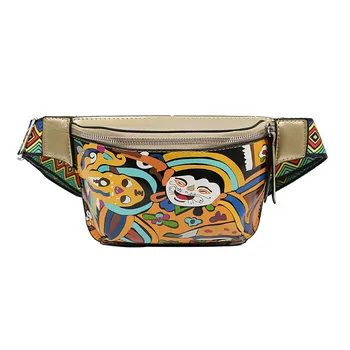 

fanny pack for women cartoon print belt bag woman leather letter cute purse crossbodi bags heuptas wandelen groot 2019 new