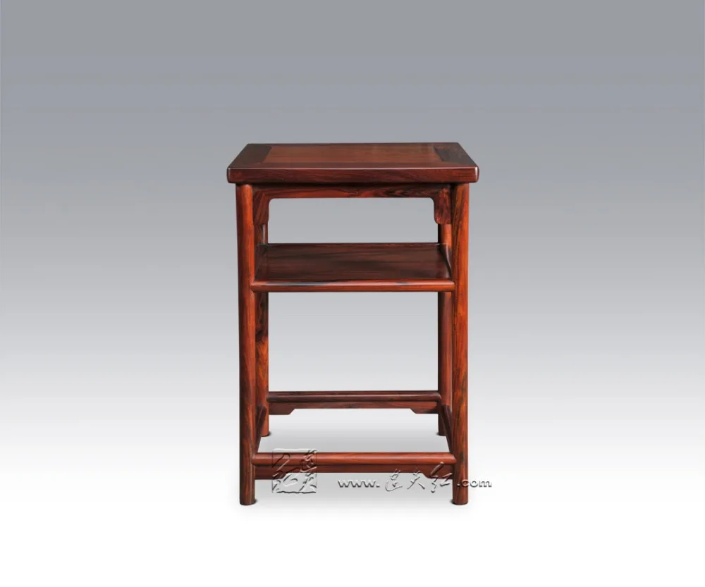 Chinese Small Tea Table Round Legs and Straight Feet with Interlayer Living Room Furniture Burma Rosewood Classical Low Desk