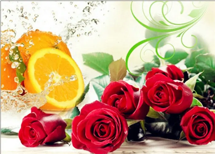 New DIY Diamond Painting Cross Stitch rose Needlework Home Decor Round Rhinestone Mosaic 5D Embroidery fruits flowers | Дом и сад