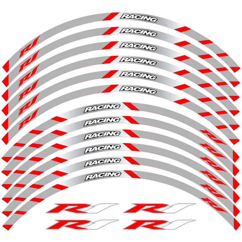 Новая высококачественная 12 шт. подходит мотоциклетная наклейка для колес полоса светоотражающий обод для Yamaha YZF R1 - Цвет: 5