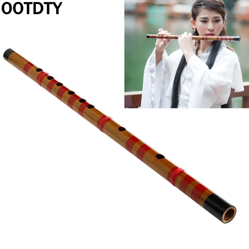 OOTDTY традиционная длинная бамбуковая флейта кларнет студенческий музыкальный инструмент 7 отверстий 42,5 см