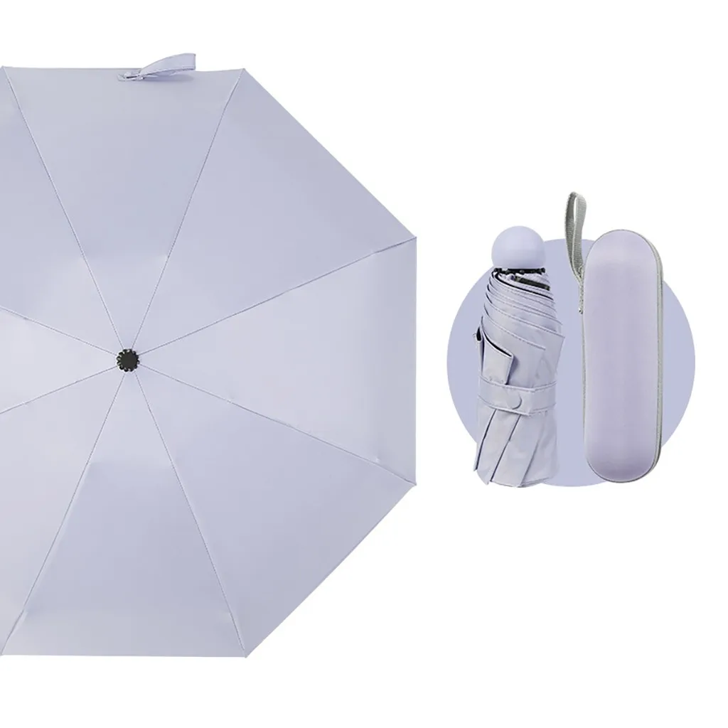 Portable Mini Capsule Umbrella Ultra Light Sunscreen Sun UV Protection Parasol Playa Beach Parasol Umbrellas Stand Rainy Day - Цвет: Purple