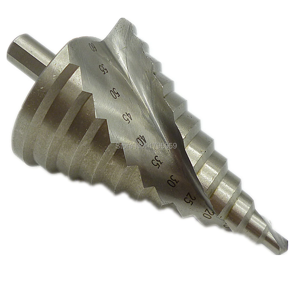 HSS 4241 Large Spiral Groove Step Cone Drill Bit 6 60mm 12 Steps Metal Plate Reaming Drilling