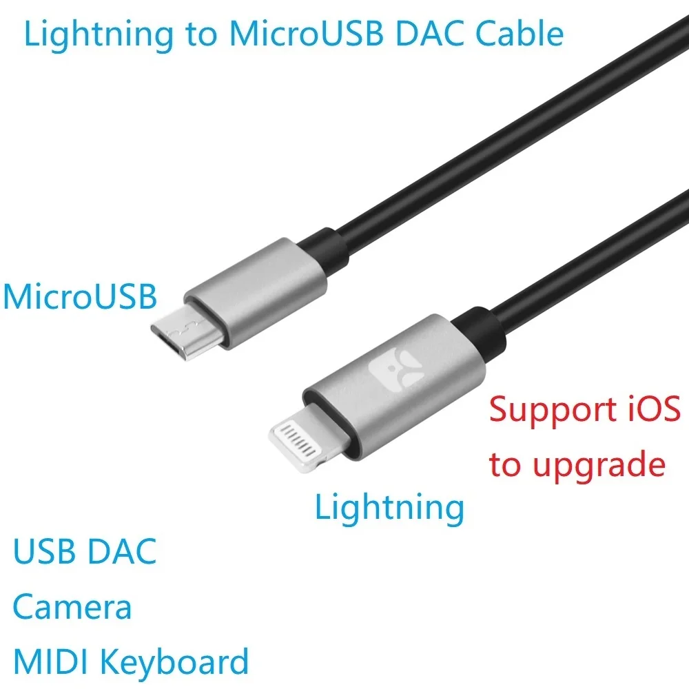  Meenova Lightning-to-MicroUSB USB DAC OTG Cable for iPhone/iPad/iPod Chord Mojo Hugo Pha3 Fiio HiFi