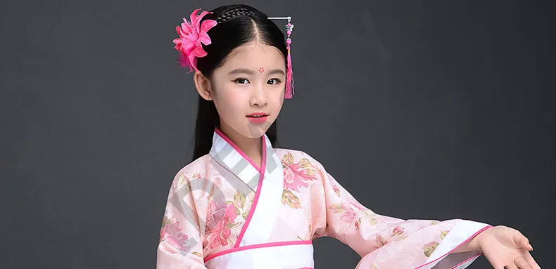 Древний китайский костюм; детское платье феи «ханьфу»; одежда для народных танцев; Традиционное китайское платье для девочек