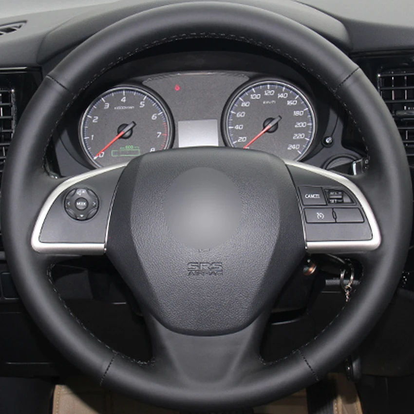 Черный PU Искусственная кожа Handsewing рулевого колеса автомобиля Обложка для Mitsubishi Outlander 2013 Мираж ASX L200