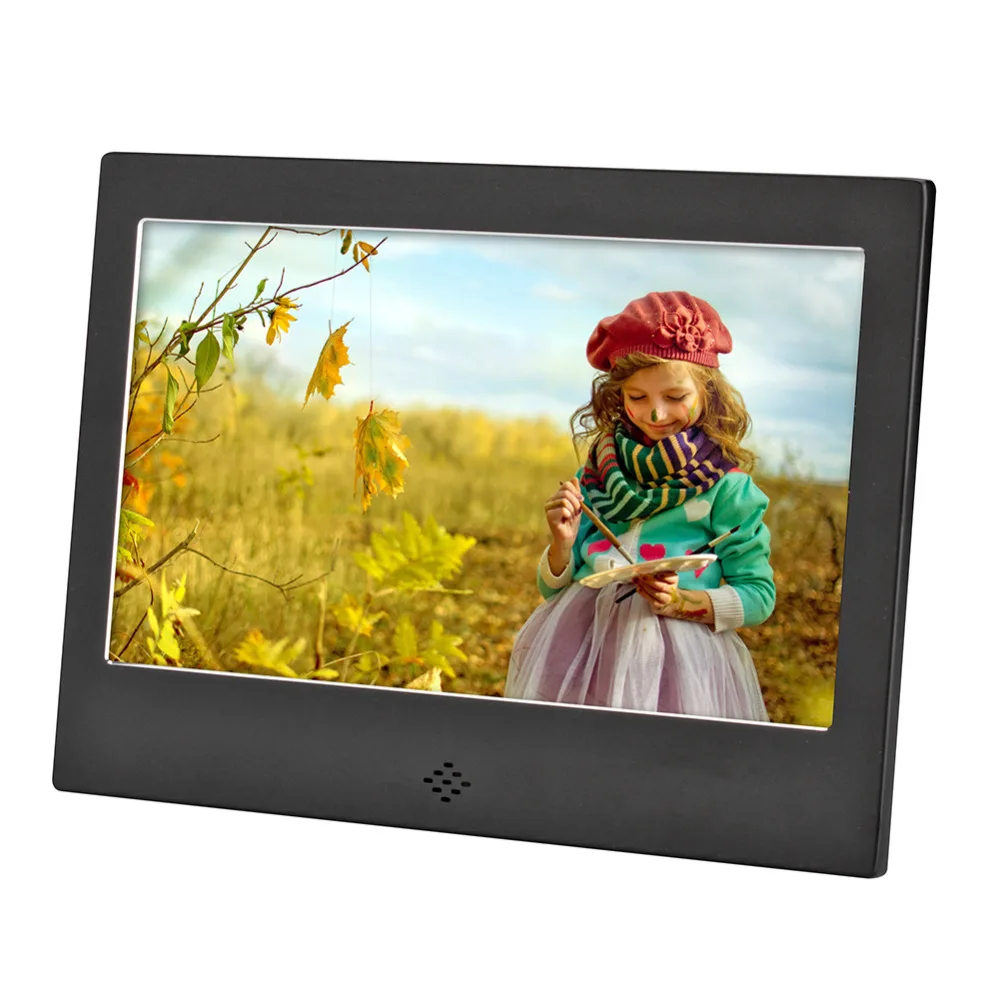 

7 Inch Digital Photo Frame 720P Video Music Calendar Clock Player 1024x600 Resolution Metal Frame w/Remote Control High Quality