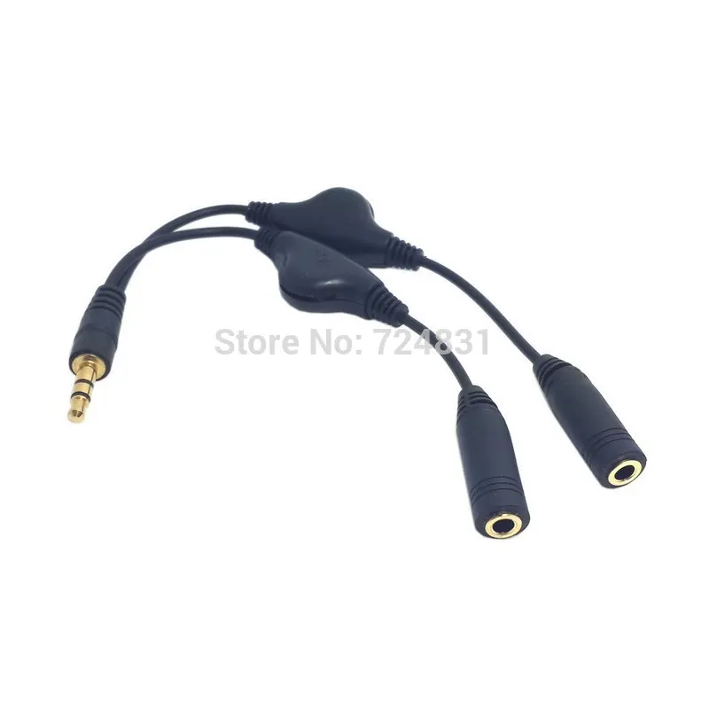 

CY 3.5mm Stereo Male to Double 3.5mm Female Audio Headphone Y Splitter Cable with Volume Control Switch