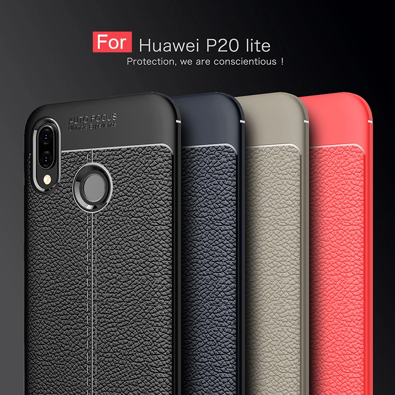 Роскошный углеродный волоконный чехол из ТПУ для huawei P20 Lite мягкий полный