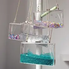 Прозрачный Прямоугольный акриловые женские Вечерние Сумка Двусторонняя жидкое мыло для рук сумка мини кошелек ясно с блестящими звездочками, Дамская Вечерняя сумка